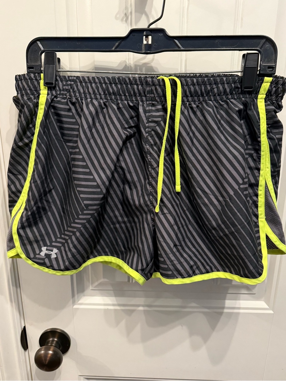 Under Armour Black Athletic Shorts with Neon Yellow Trim